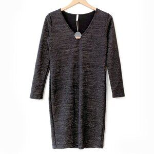 PinkBlush Maternity NWOT Black Gold Metallic Shimmer Bodycon Dress Medium